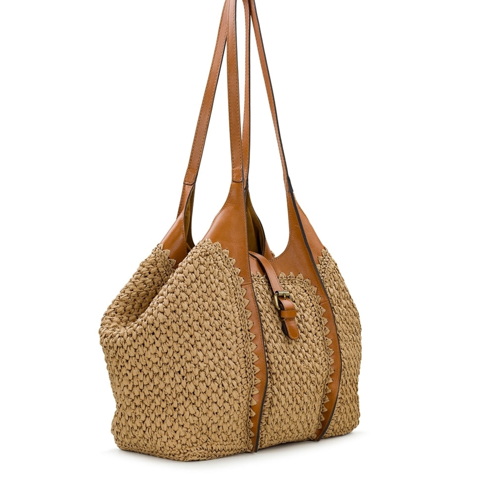 Patricia Nash Tan Woven Straw & Leather Tote - Picture 4 of 6